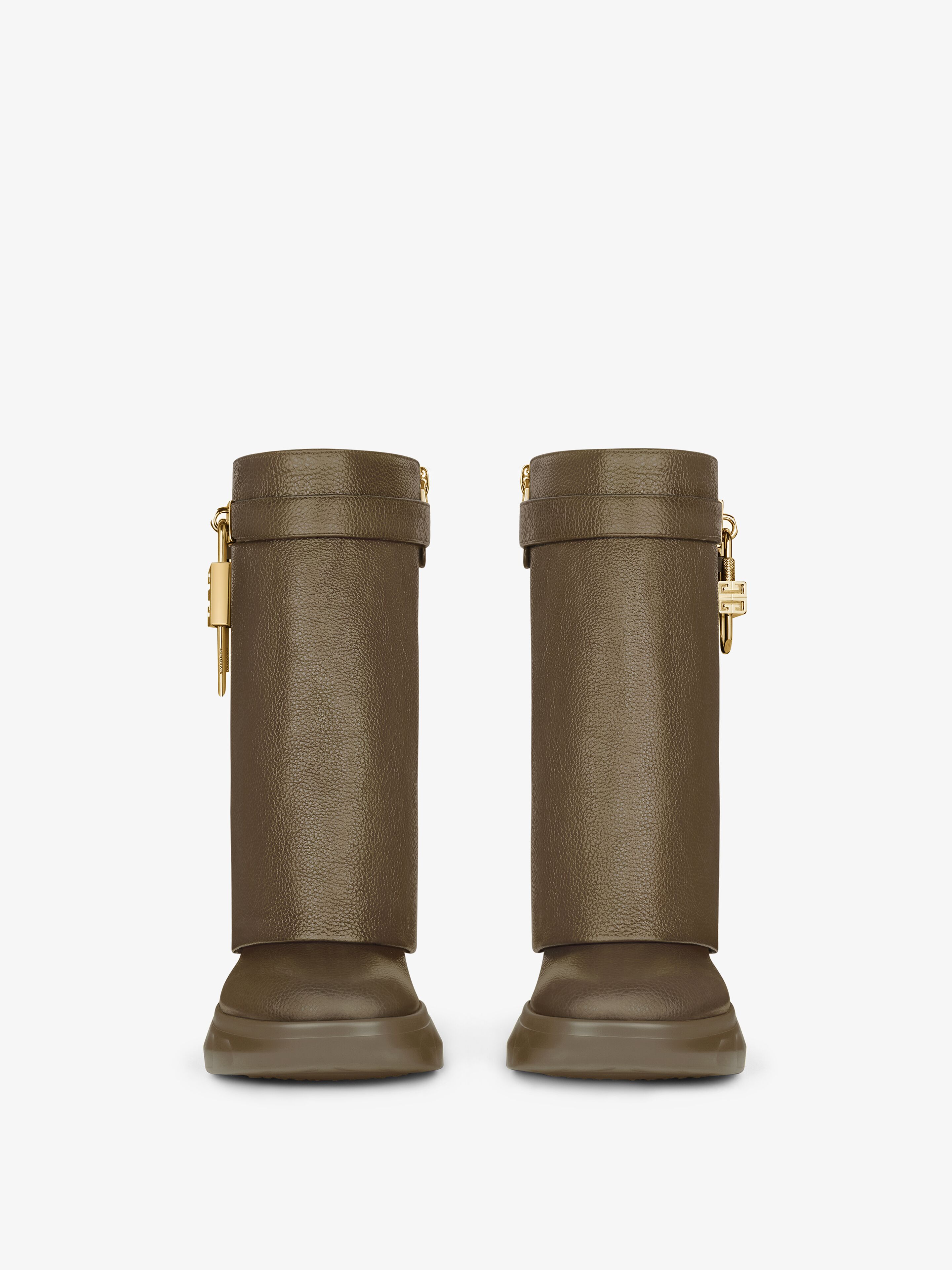 Shark Lock Biker ankle boots in grained leather